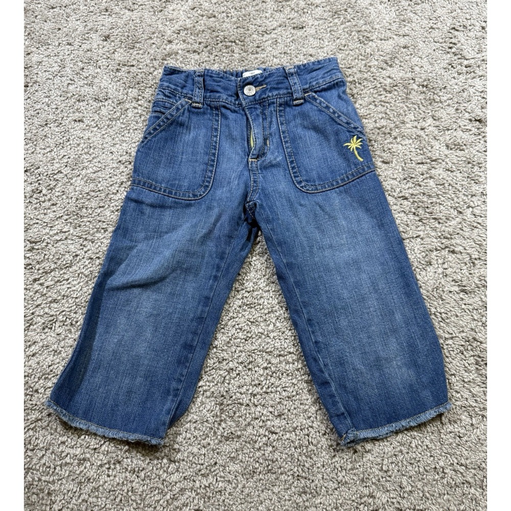 Vintage Old Navy Baby Toddler Denim Palm Tree Pants Tropical‎ Western Casual 4T